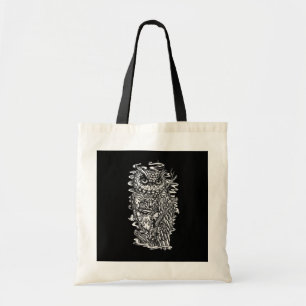 Tote Bag Illustration noire et blanche de hibou de style de
