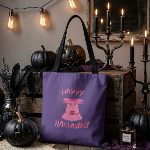 Tote Bag Illustration numérique Coquette Rose Fantôme Joyeu
