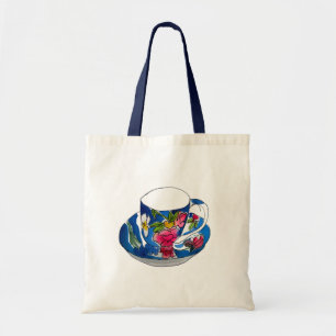 Tote Bag illustration originale de l'aquarelle Teacups vint