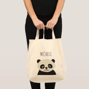 Tote Bag Illustration personnalisée de l'ours de panda mign