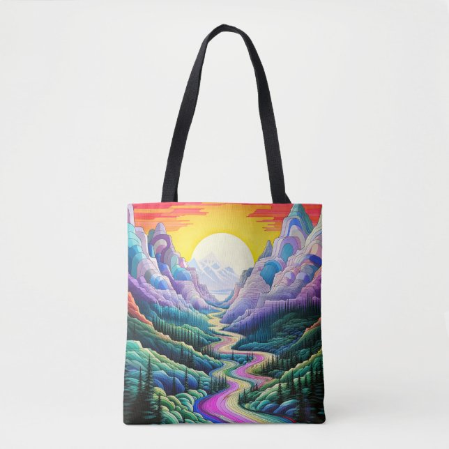 Tote Bag Illustration Pittoresque du paysage Abstrait (Devant)