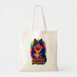 Tote Bag Illustration Pop Art de Berger des Shetland Coloré