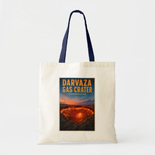 Tote Bag Illustration rétro du cratère de gaz de Darvaza au