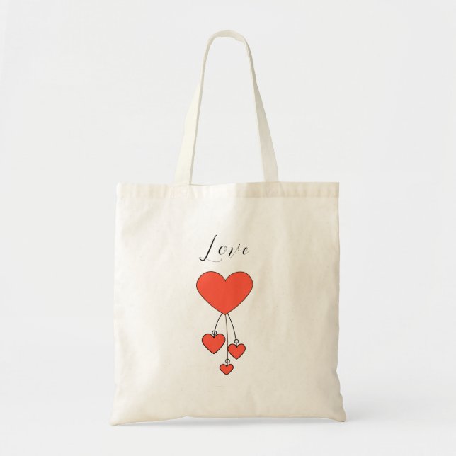 Tote Bag Illustration simple avec coeur écarlate Amour (Devant)