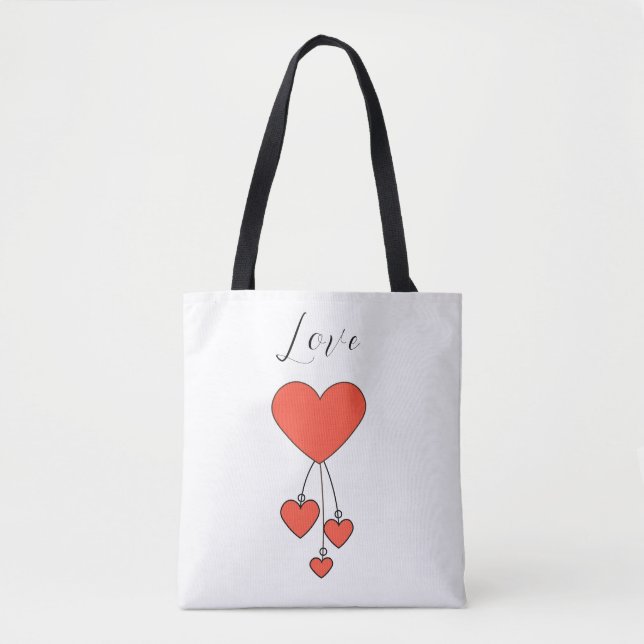 Tote Bag Illustration simple avec coeur écarlate Amour (Devant)