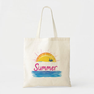 Tote Bag Illustration Sunset Summer Beach
