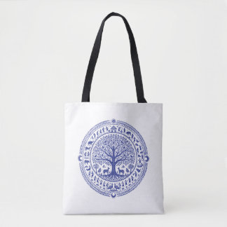 Tote Bag Illustration tribale indienne d'art Warli | Minima