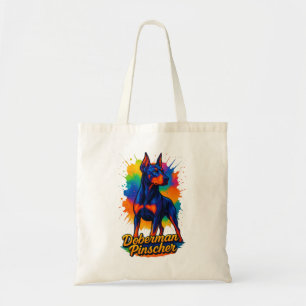 Tote Bag Illustration vibrante de Doberman Pinscher dans l'