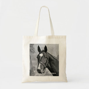 Tote Bag Illustration vintage antique noire et blanche de