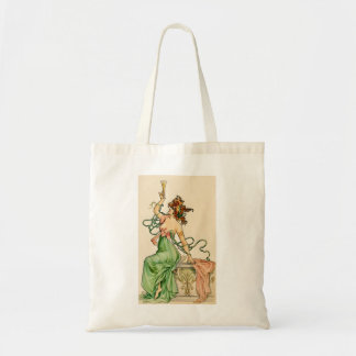 Tote Bag Illustration vintage Art Nouveau de la Dame du Cha