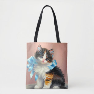 Tote Bag Illustration vintage Calico Kitten