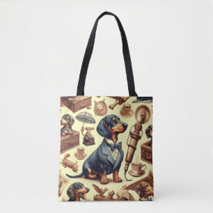 Tote Bag Illustration vintage Dachshund