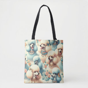 Tote Bag Illustration vintage de caniche sans joint