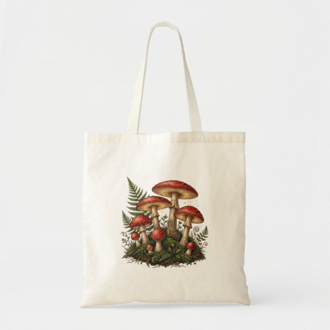 Tote Bag Illustration vintage de champignon Amanite tue-mou (Devant)