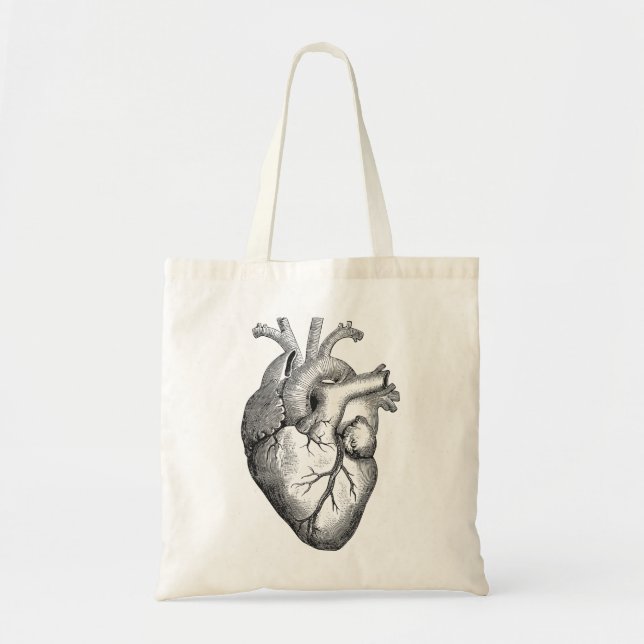 Tote Bag Illustration vintage de coeur (Devant)