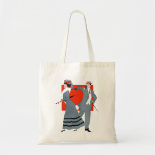 Tote Bag Illustration vintage de couple de la Saint-Valenti