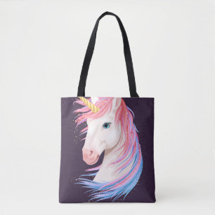 Tote Bag Illustration vintage de la licorne mignonne avec o