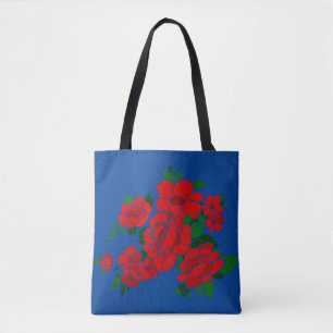 Tote Bag Illustration Vintage des Fleurs rouges de Rockin