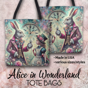 Tote Bag Illustration vintage et artistique d'Alice au pays