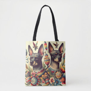 Tote Bag Illustration vintage Xoloitzcuintle