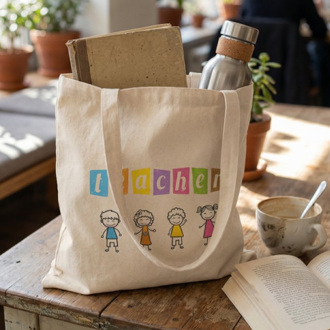 Tote Bag Illustrations de crayon mignon pour enseignant de  (Créateur téléchargé)