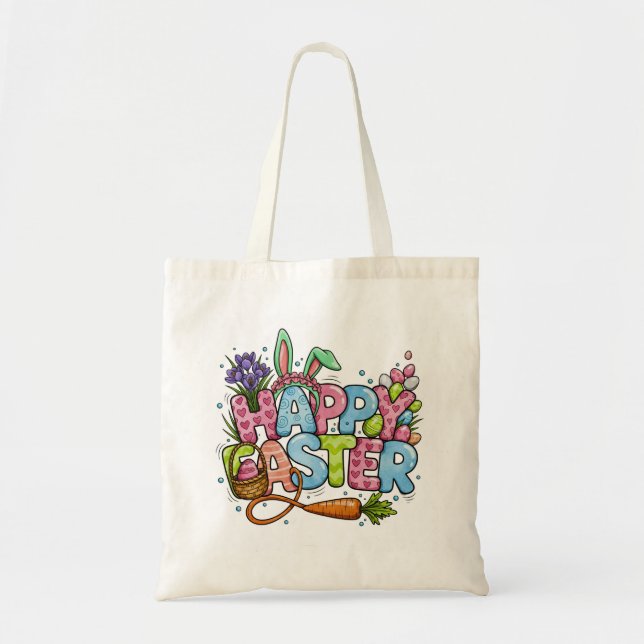 Tote Bag Illustrations de Pâques ludiques avec oreilles de  (Devant)