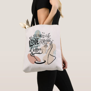 Tote Bag Illustrations esthétiques, Café de fille