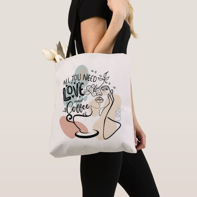 Tote Bag Illustrations esthétiques, Café de fille (De près)