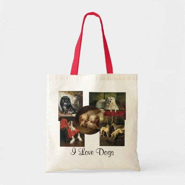 Tote Bag Illustrations Vintage de Chiens et Chiots ! (Devant)