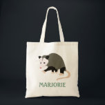 Tote Bag Image Cute Possum personnalisée<br><div class="desc">Ce sac fourre-tout personnalisé présente l'illustration d'un opossum ou d'un opossum mignon si vous préférez et votre propre nom ou message court. Trouvez la coordination des cadeaux et des produits possum dans la Collection Possum Awesome de Asterisk Designs.</div>