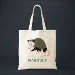 Tote Bag Image Cute Possum personnalisée<br><div class="desc">Ce sac fourre-tout personnalisé présente l'illustration d'un opossum ou d'un opossum mignon si vous préférez et votre propre nom ou message court. Trouvez la coordination des cadeaux et des produits possum dans la Collection Possum Awesome de Asterisk Designs.</div>