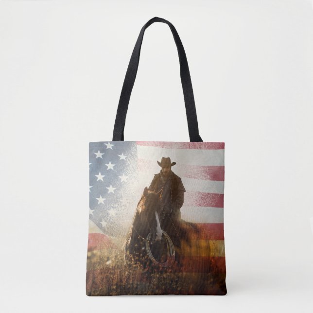 Tote Bag Image de cowboy du Jour de l'Indépendance. (Devant)