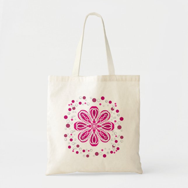 Tote Bag Image de la Fleur rouge et blanche Abstraite avec  (Devant)