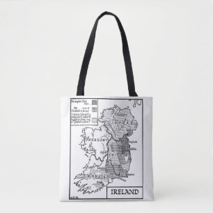 Tote Bag Image De L'Art Irlandais Sur La Carte Du Monde Anc