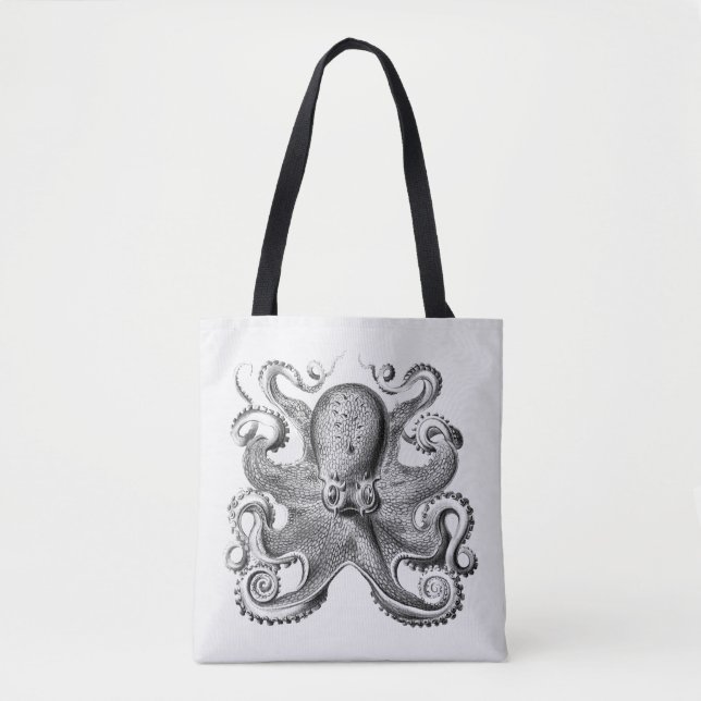 Tote Bag Image de pieuvre noire par Ernst Haeckel (Devant)