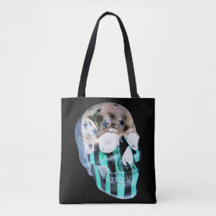 Tote Bag Image négative peinte au crâne sur fourre-tout noi