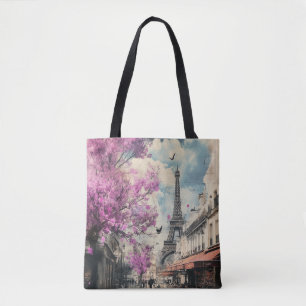 Tote Bag Image romantique de Paris avec la tour Eiffel