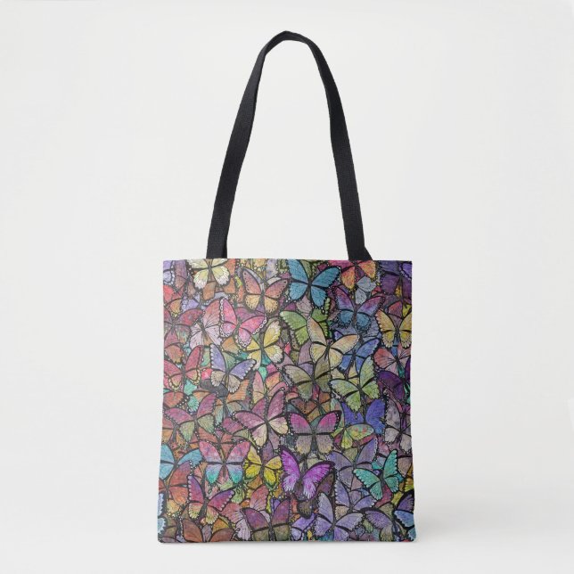 Tote Bag imaginaire arc-en-ciel  papillon motif (Devant)