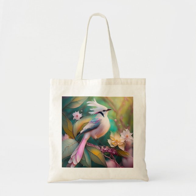 Tote Bag Imaginaire blanc crêpé à queue blanche Jay (Devant)