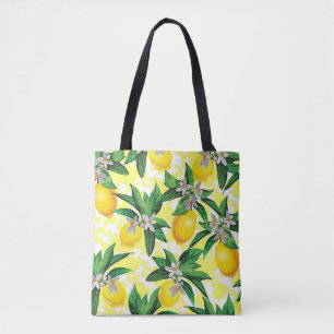 Tote Bag Imaginaire citron : Motif Floral Créatif