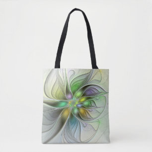 Tote Bag Imaginaire coloré Fleur moderne Abstrait Fractal