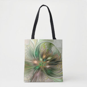 Tote Bag Imaginaire coloré Moderne Fleur Fractale Abstraite