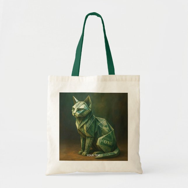 Tote Bag Imaginaire Cute Chat Argent Origami (Devant)