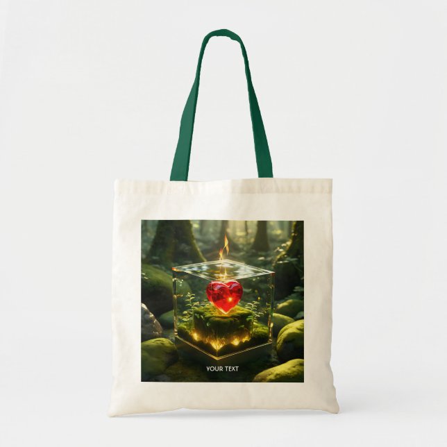 Tote Bag Imaginaire Cute Cube Coeur Forêt (Devant)