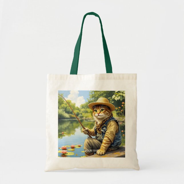 Tote Bag Imaginaire Cute Lake Chat Fishing (Devant)
