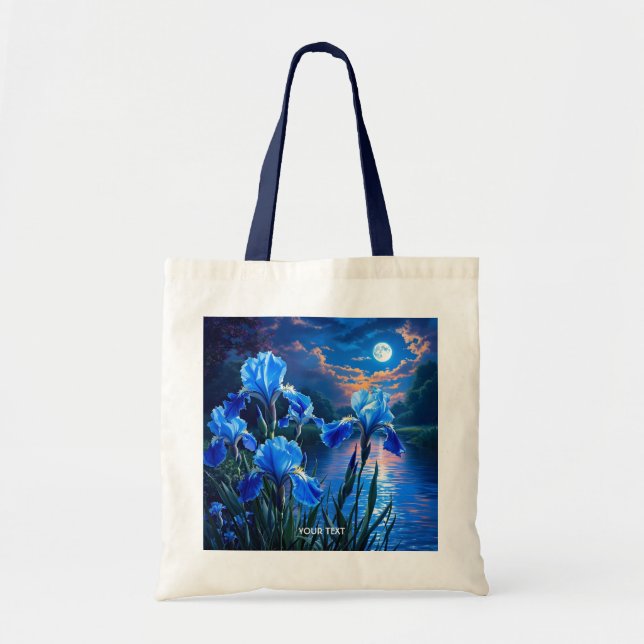 Tote Bag Imaginaire Cute River Blue Irises (Devant)