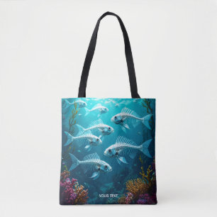 Tote Bag Imaginaire Cute Skeleton Fish School