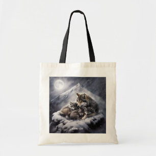Tote Bag Imaginaire Cute Wolf Famille Hiver