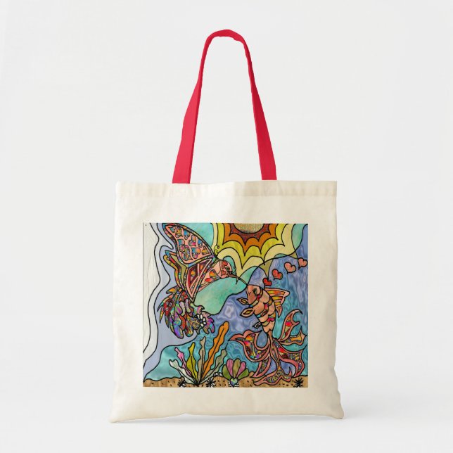 Tote Bag Imaginaire de réflexion de poisson rouge colibri S (Devant)
