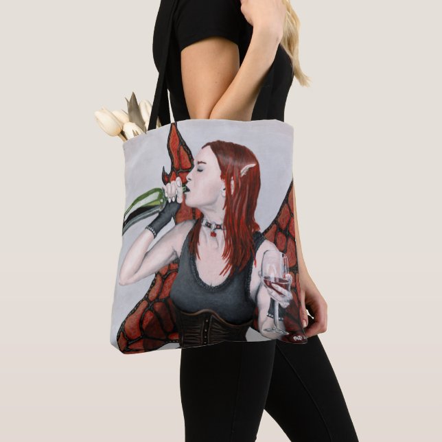 Tote Bag Imaginaire de vin magique Fairy Boire (De près)